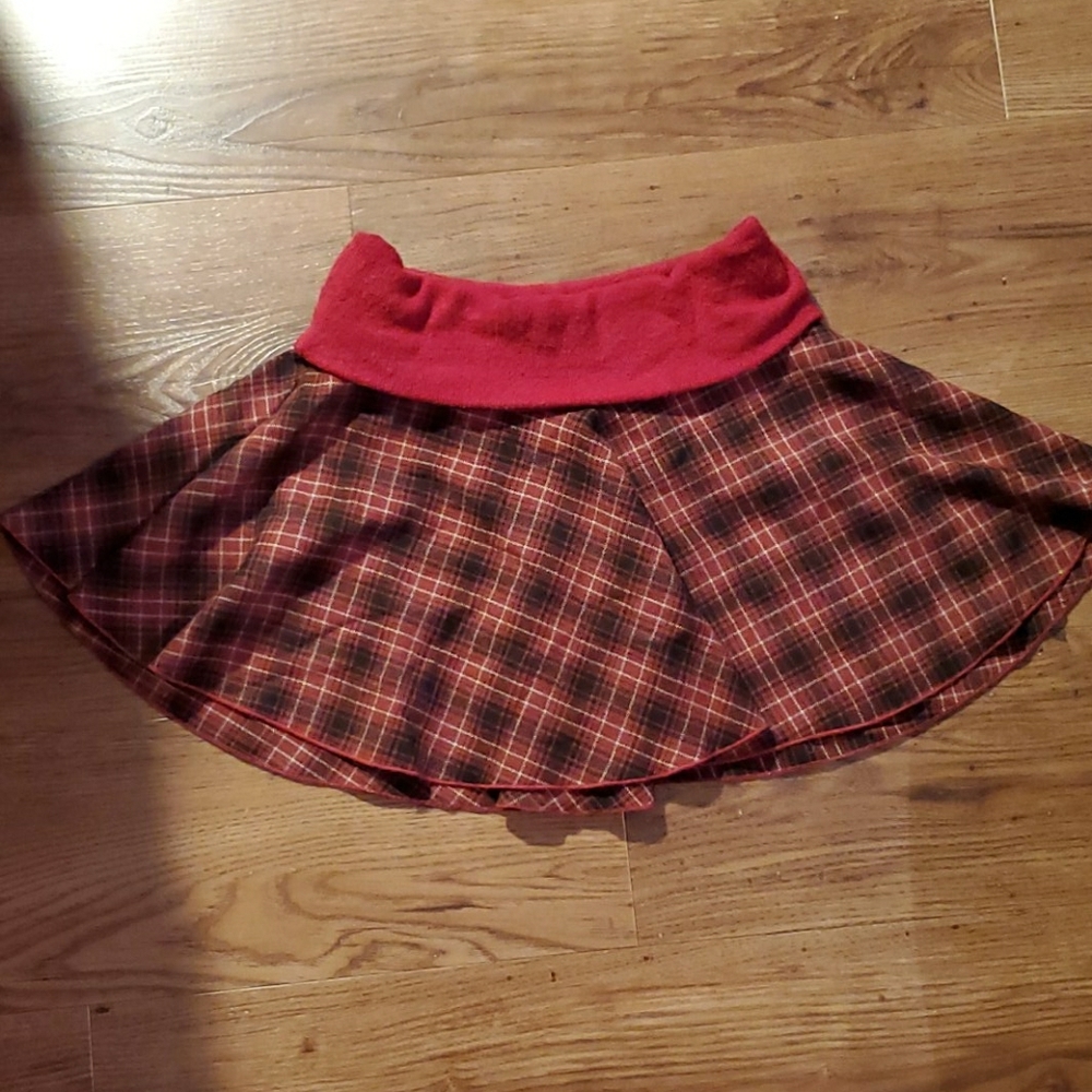 Red plaid skirt